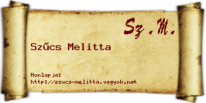 Szűcs Melitta névjegykártya